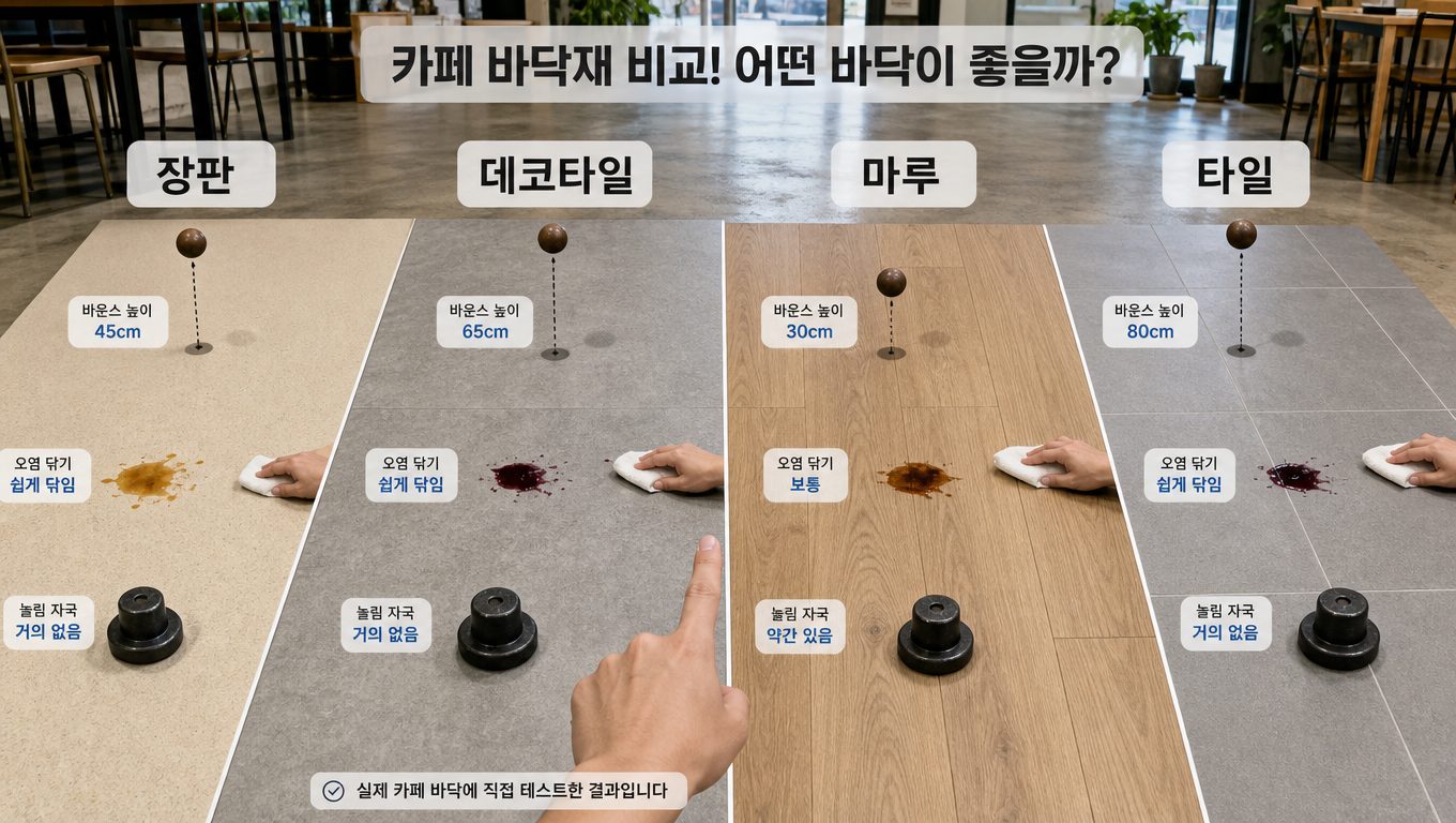 카페 바닥재 종류별 내구성과 청소 편의성